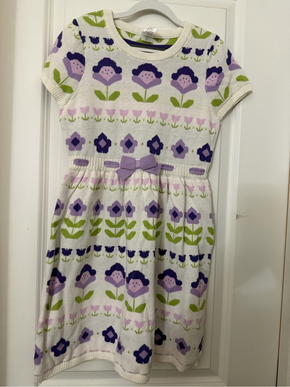 Gymboree Girls Floral Knit Dress with Bow - Lavender & Green size 10 NWT